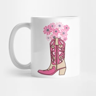 Pink Cowboy Boots with Pink Flowers Mug